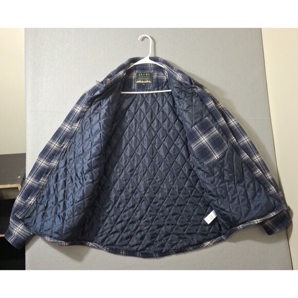 Jachs New York Mens Flannel Jacket Large Blue Plaid Wool Shacket Chore Coat - Picture 7 of 13